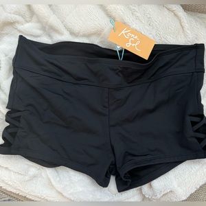 NWT Boy short bathing suit bottom. Size M. BLACK